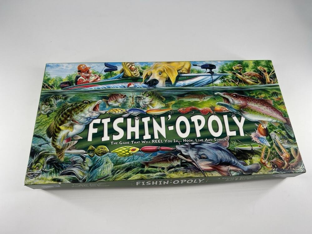 Fishin'-Opoly Fishing Monopoly Board Game Late For The Sky Collectible Complete
